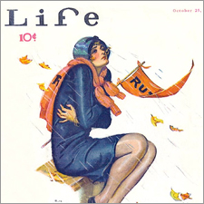Life magazine cover 1929, girl shivering at Rutgers game