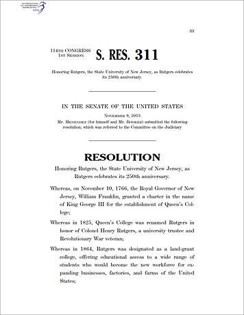 Senate Resolution letter