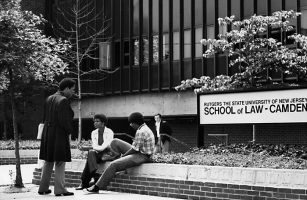 Students outside of Rutgers School of Law–Camden in 1970s
