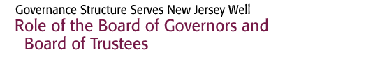 Governance Structure Serves New Jersey Well - Role of the Board of Governors and Board of Trustees