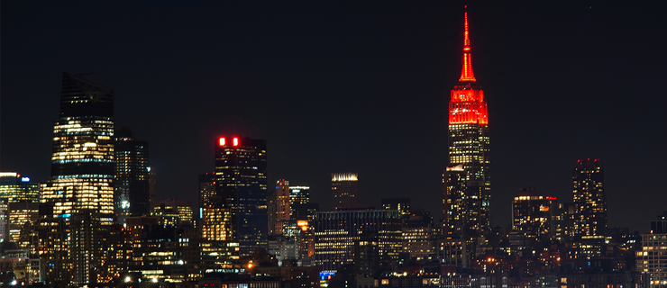 Empire State building lit up in red for Rutgers 250 Anniversary