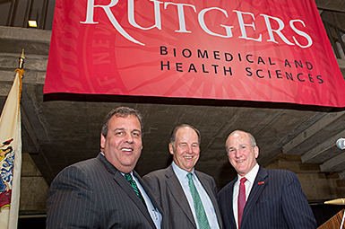 Former NJ Governors Chris Christie and Tom Kean with Rutgers President Barchi